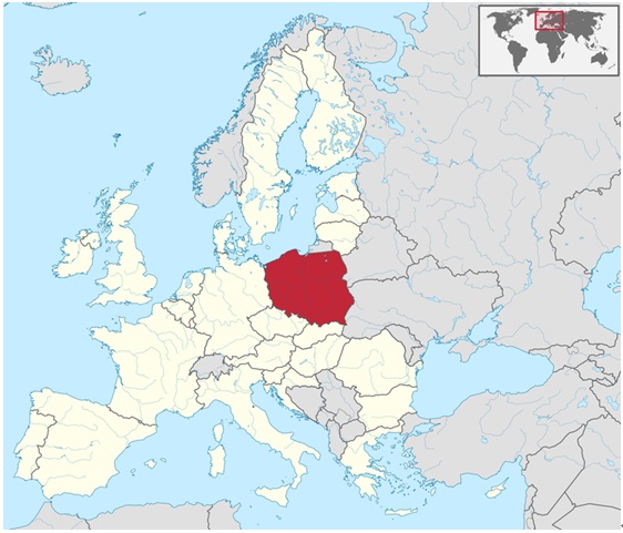 폴란드 영토는 동유럽에서 러시아, 우크라이나 다음으로 크다.