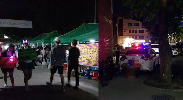 지난 18일 방문한 서울 도봉구 쌍문동 덕성여대 축제의 경우 학생 자율성을 최대한 보장하되, 외부인 규제에 중점을 뒀다. 올해부터 서울 도봉경찰서와 협력해 방범순찰대와 경찰관 총 100명 가량을 배치하는 등 보안에 신경 쓴 모습을 보였다. 윤한슬 인턴기자