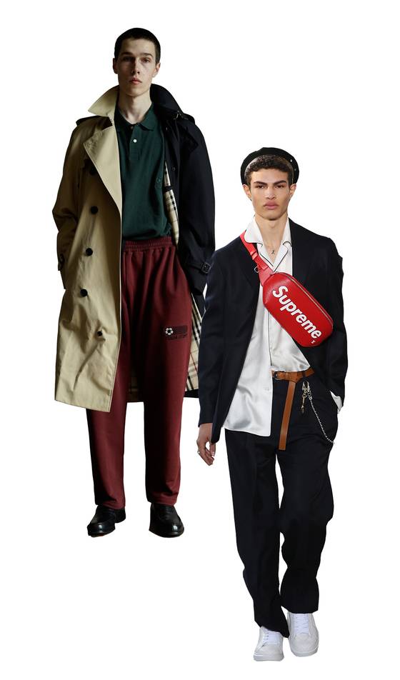 버버리와 러시아 출신 디자이너 고샤 루브친스키(사진 위),루이비통과 스트리트 패션 브랜드 슈프림의 협업 컬렉션.[사진 버버리·루이비통]