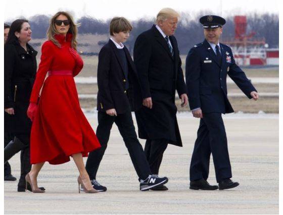 2017년 3월 트럼프 대통령 가족. [풋웨어뉴스 홈페이지 캡처]