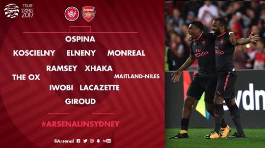 ▲ 아스널 선발 라인업 ⓒ아스널 SNS