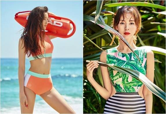 헤드의 하이 웨이스트 비키니(왼쪽)와 STL의 모노키니/사진=각 브랜드