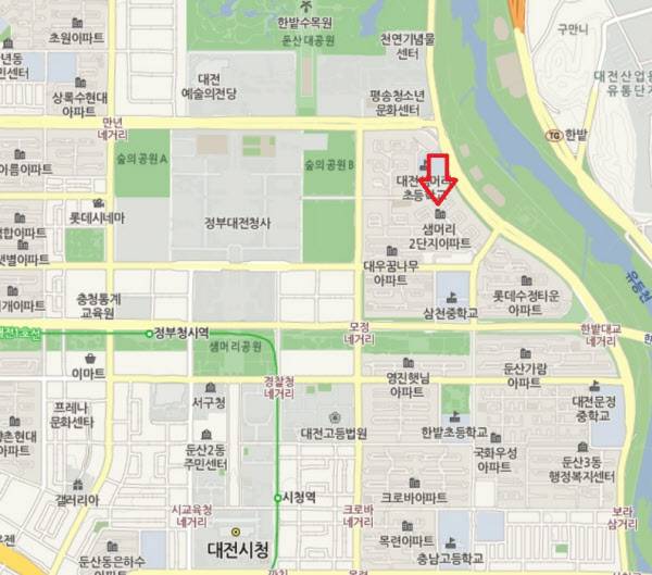 샘머리아파트 2단지 위치./네이버지도