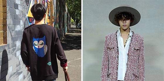 [Tip] 패션쇼 기획자 김선태(1m65㎝)씨처럼 마른 체형은 남녀가 같이 입는 유니섹스 브랜드나 여성복 큰 사이즈까지 선택의 폭을 넓힐 수 있다. 오른쪽은 샤넬 트위드 재킷을 멋지게 소화하는 지드래곤. [사진 김선태, 중앙포토]