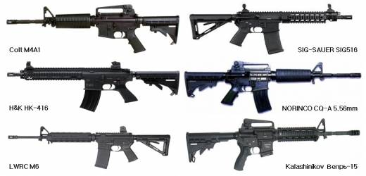 콜트 M4A1과 세계 각국의 다양한 M4 모방 소총들