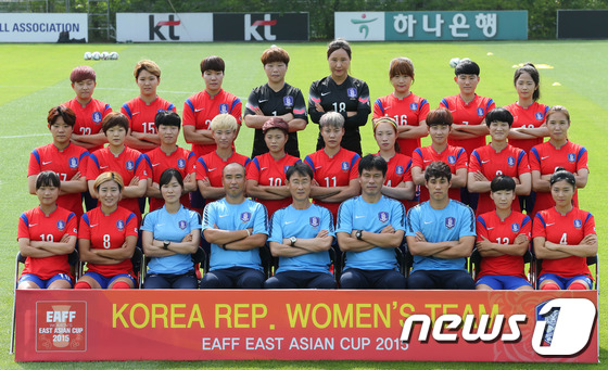 2015 동아시아축구연맹(EAFF) 동아시안컵에 출전하는 여자 축구 대표팀. © News1