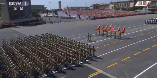 3일 오전 중국 베이징 톈안먼에서 열린 전승절 70주년 기념행사 (사진=중국 CCTV 영상 캡처)