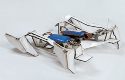 종이에 일정한 열을 가하면 로봇은 스스로 모양에 맞춰 접힌 후 설 수 있다.