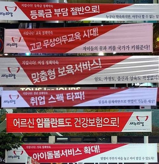 ‘현수막 행동’이 문제 삼은 과거 새누리당 현수막들. 인터넷 커뮤니티 캡처