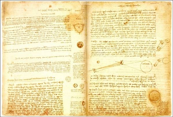 레오나르도 다 빈치의 작업노트 코덱스 레스터(Codex Leicester). 게이츠는 이 작업노트를 약 350억에 낙찰받았다.