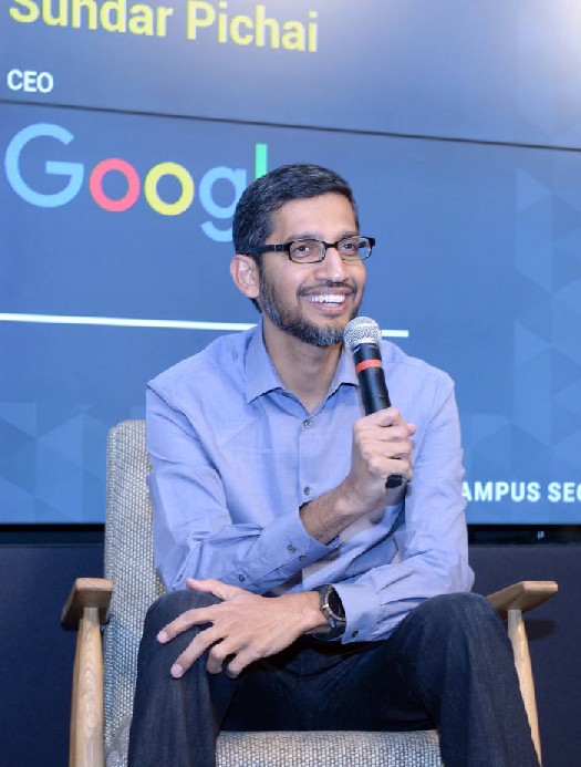 선다 피차이 구글 CEO가 지난해 12월 15일 서울 대치동 구글캠퍼스에서 스타트업 종사자를 대상으로 강연하고 있다.