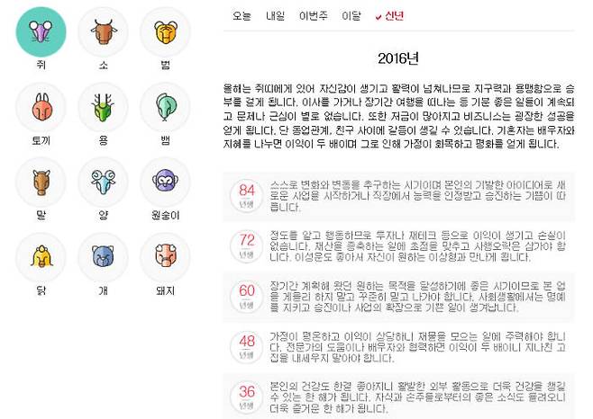 다음 신년운세 <사진 캡쳐>