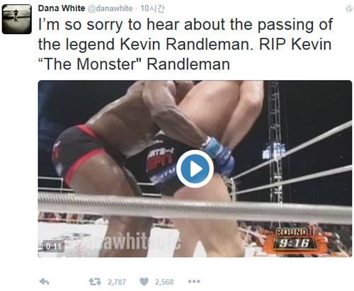 다나 화이트 UFC 회장이 랜들맨의 사망 소식을 알렸다. 사진= 다나 화이트 회장 트위터