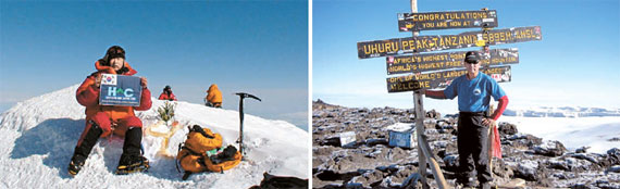한 총장이 각각 2009년, 2007년에 오른 북미 최고봉 드날리(6194m·왼쪽)와 아프리카 최고봉 킬리만자로(5895m).