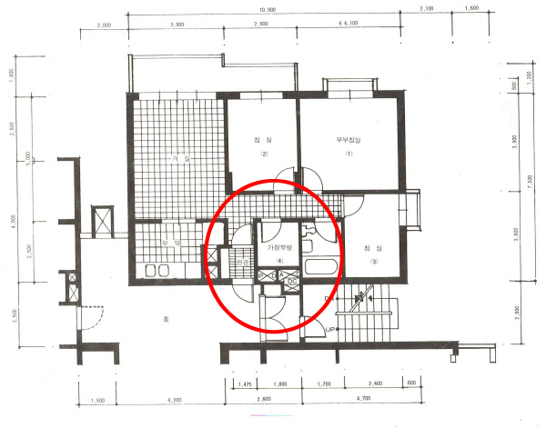 1976년에 공급된 잠실주공아파트 5단지 35평형 아파트의 가정부방.  한국토지주택공사 제공