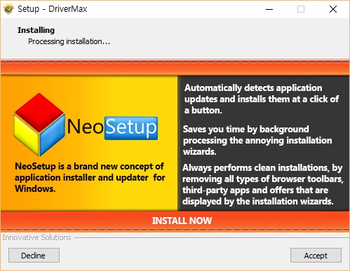 드라이버맥스 외 별도 소프트웨어 설치를 요구한다. 좌측에 거절(Decline) 버튼을 클릭하자.