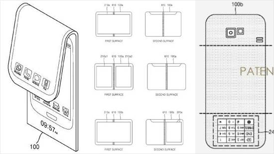 삼성전자가 최근 특허출원한 폴더블 디스플레이 스마트폰 (사진=USPTO/PATENTLY MOBILE)