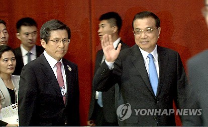 황교안 총리(왼쪽)와 중국 리커창(李克强) 총리[연합뉴스 자료사진]