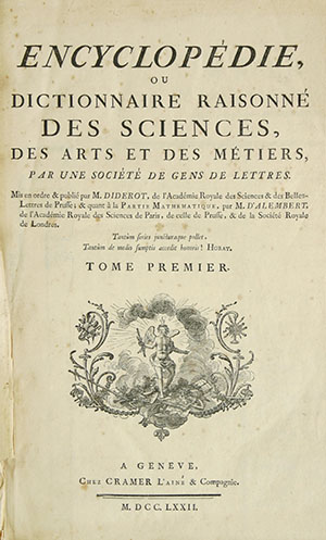 ⓒ위키백과 : 유럽 최고의 지식인 150여 명이 참여한 <백과전서>는 프랑스혁명의 사상적 배경이 되었다.