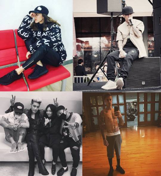 사진=산다라박 인스타그램, 도끼 인스타그램, GD인스타그램, 저스틴 비버 페이스북