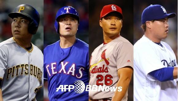 왼쪽부터 강정호, 추신수, 오승환, 류현진. ⓒAFPBBNews = News1