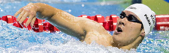 박태환이 2016 세계 25m 풀 선수권 자유형 400m 결선에 임하고 있다. 사진=FINA 공식홈페이지