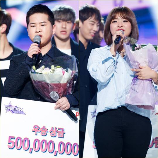 엠넷 ‘슈퍼스타K 2016’ 우승자 김영근과 준우승자 이지은 / 사진제공 = CJ E&M