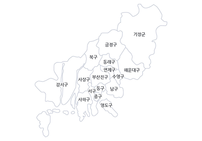 부산광역시 행정지도 ⓒ 부산 홈페이지