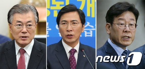 왼쪽부터 문재인 전 더불어민주당 대표, 안희정 충남도지사, 이재명 성남시장. © News1 박지혜 기자