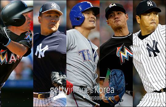 동양인 메이저리거 누적 연봉 1~5위. 이치로(왼쪽부터)-다나카-추신수-첸웨이인-구로다. ⓒ 게티이미지