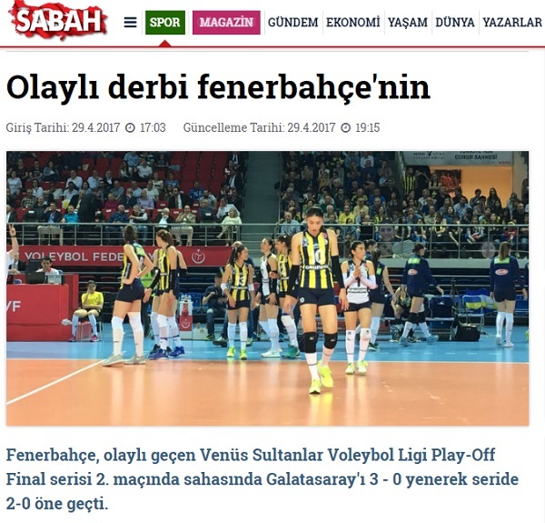 터키 언론 사바 홈페이지