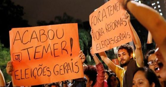 테메르 브라질 대통령 탄핵 시위.[BBC 홈페이지 캡쳐]