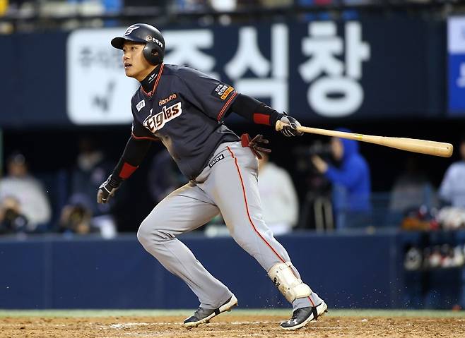 ▲ 김원석은 지난 17일 kt와 경기에서 프로 데뷔 첫 홈런을 쏘아올렸다. ⓒ한화 이글스
