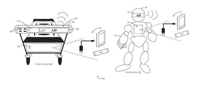 아마존의 '충전 로봇' 특허(등록번호: US9711985). 다양한 형태의 충전 로봇을 제시했다. / 자료: 미국 특허상표청(USPTO)