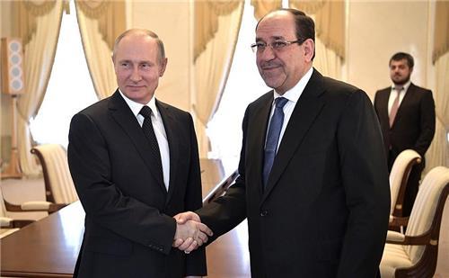 푸틴 러시아 대통령(왼쪽)과 알말리키 이라크 부통령 [크렘린궁 자료사진]