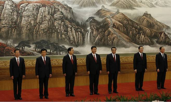 현재(18차) 공산당 정치국 상임위 위원들  - SCMP 갈무리