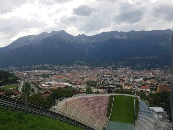오스트리아 인스부르크 스키활강장에서 내려다 본 전경. [안민석 의원 제공]