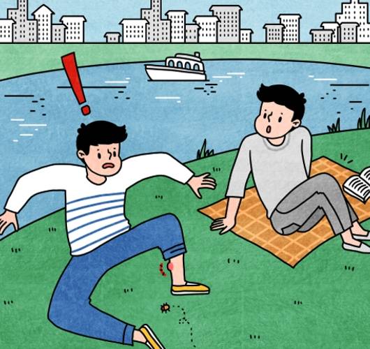 공원에서 진드기에 물린남자