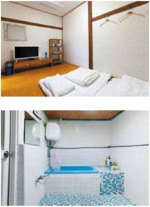 ‘보성여관’의 객실(위)과 ‘금산여관’의 욕실.