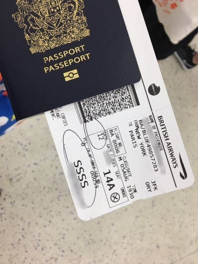 탑승권에 표시된 'SSSS' /사진=트위터 캡처