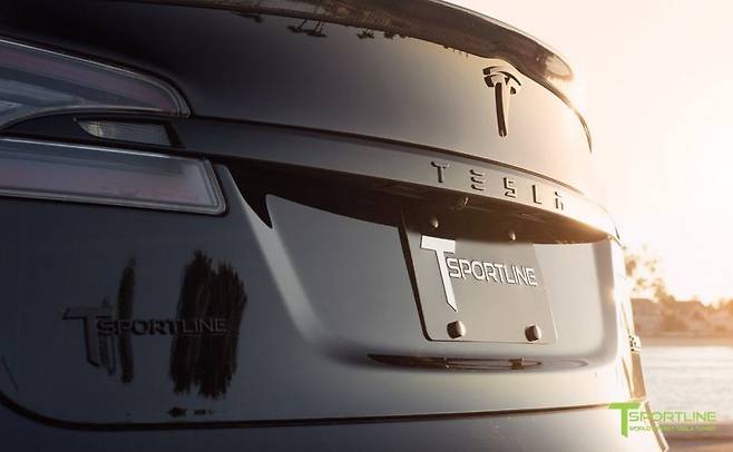 테슬라 브랜드 로고까지 검은색으로 덮었다