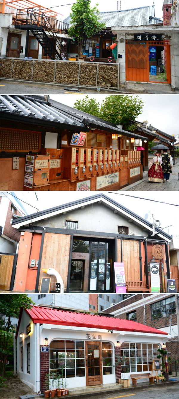 서울 경리단길에서 이름을 딴 전주 객리단길에 최근 이색 공간이 40여개나 생겼다. 객리단길에 가장 최근 생긴 ‘제주옥’, 한지길의 ‘운세뽑기’, 일제강점기 쌀창고에 들어선 ‘1924’, 객리단길 꽃집 ‘화공간’(위 사진부터).