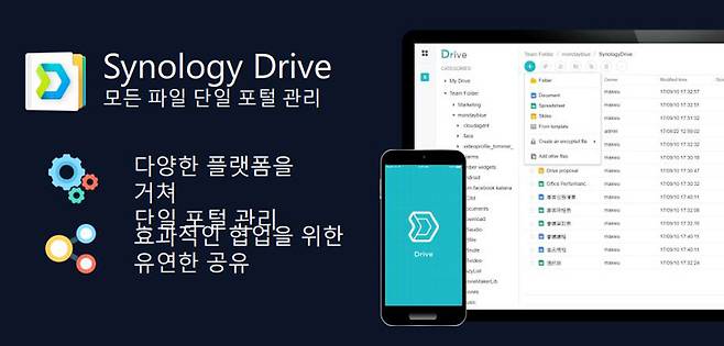 다양한 플랫폼의 모든 파일을 단일 포털로 관리할 수 있는 시놀로지 드라이브