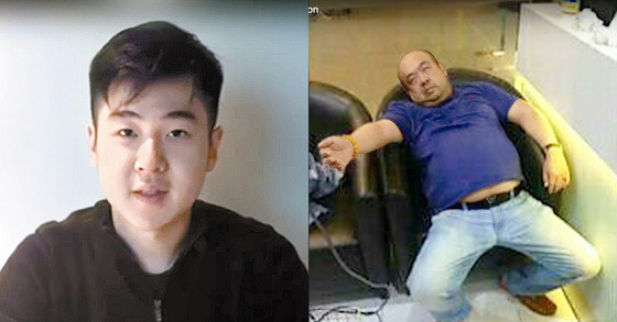 2월 피살 당시 김정남의 모습(오른쪽)과 그의 아들 김한솔