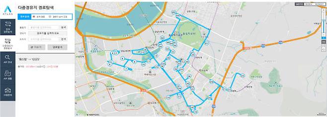 맵퍼스, 배송 서비스 최적화 '다중경유지 API' 서비스 사이트 화면 (제공=맵퍼스)