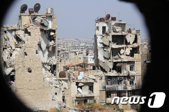 시리아 내전으로 폐허가 된 북부 알레포 지역. 2015년 8월 © AFP=뉴스1