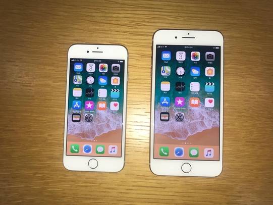 애플 아이폰8(왼쪽), 아이폰8 플러스(오른쪽) /박성우 기자