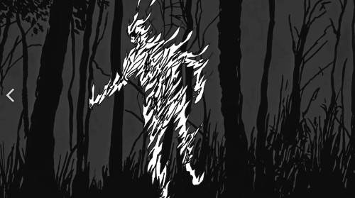 혁오의 ‘톰보이’ 뮤직비디오에 나오는 ‘불 사람’. ‘불 사람’ 원화는 금호미술관의 기획전 ‘B컷 드로잉’에서 만나볼 수 있다.