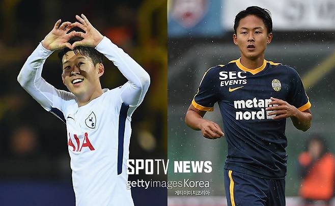 ▲ 2017 AFC 연간 어워즈에서 상을 받은 손흥민(왼쪽)과 이승우 ⓒ게티이미지코리아