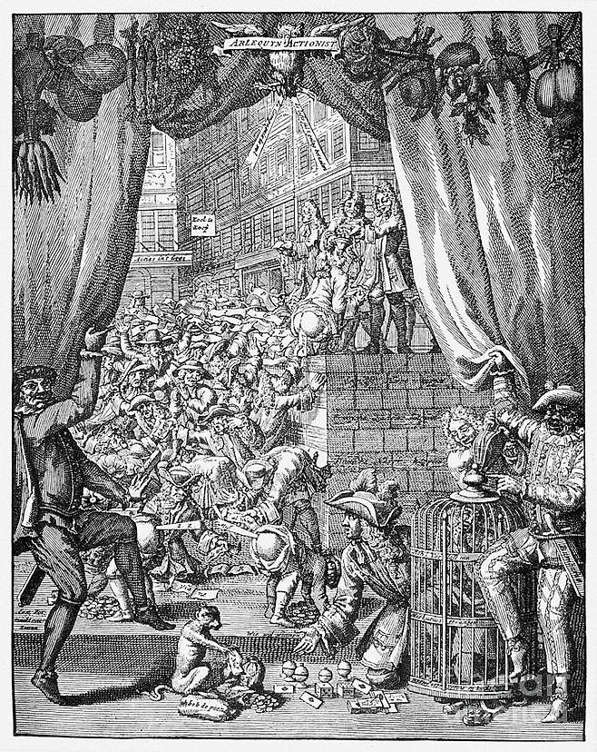 미시시피 버블을 풍자한 1720년 당시 삽화.